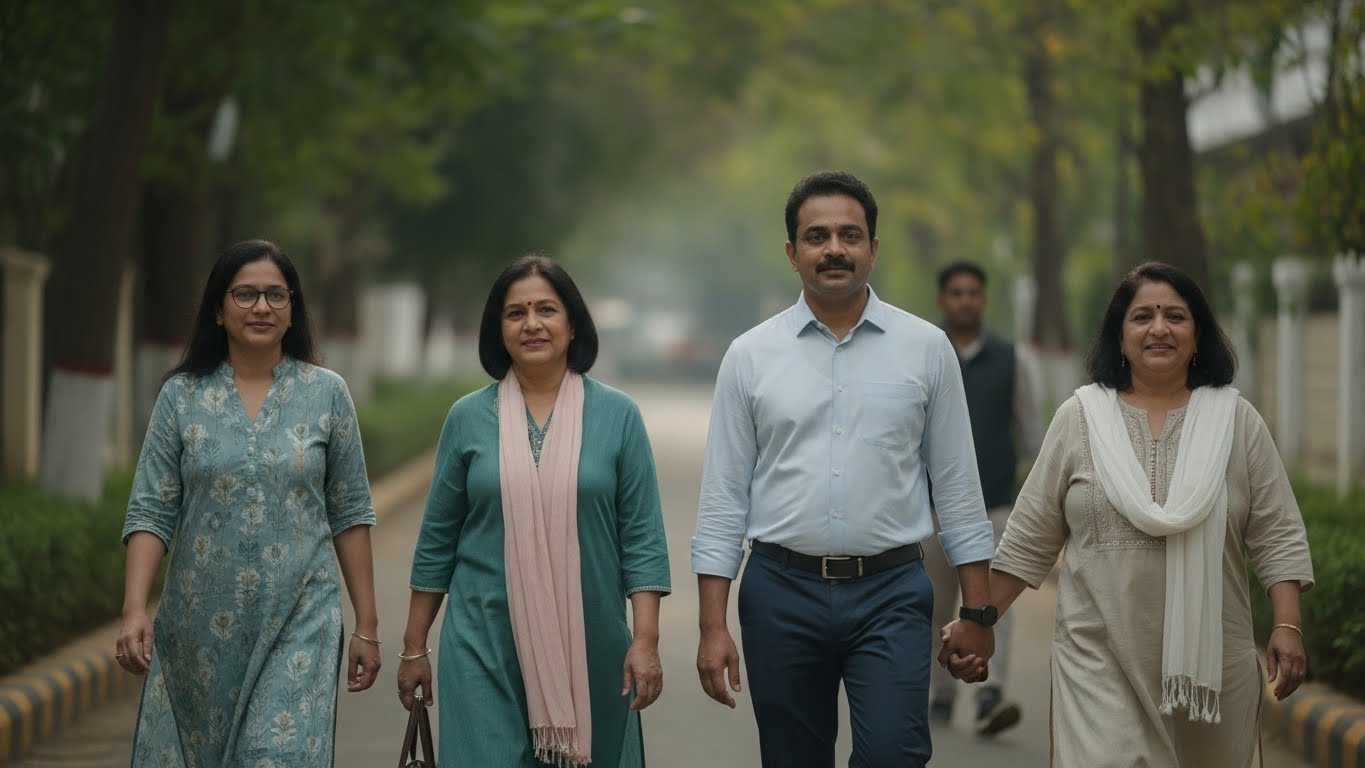 Family walking together for wellness.