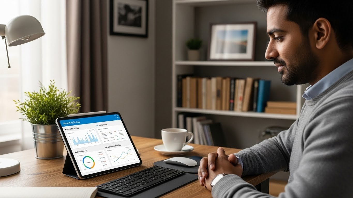 Health monitoring dashboard showing biomarker trends and analytics.